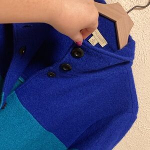 VINTAGE Appleseed’s Colorblock Boiled Wool Button Front Cardigan Coat Women’s XL